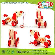 2015Nouveau article Red Mini Set Toys, Dragging Dog Wooden Toys